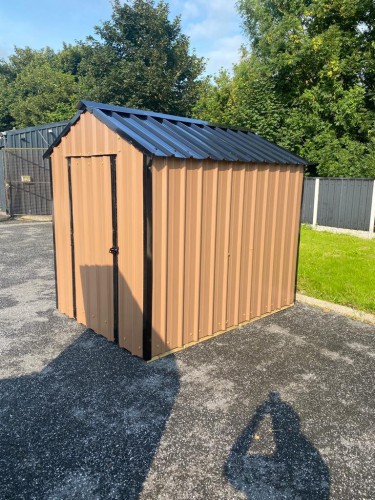 18ft x 8ft Brown Steel Shed